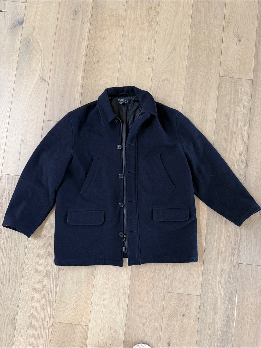 Ralph Lauren Black Wool Pea Coat Size XL